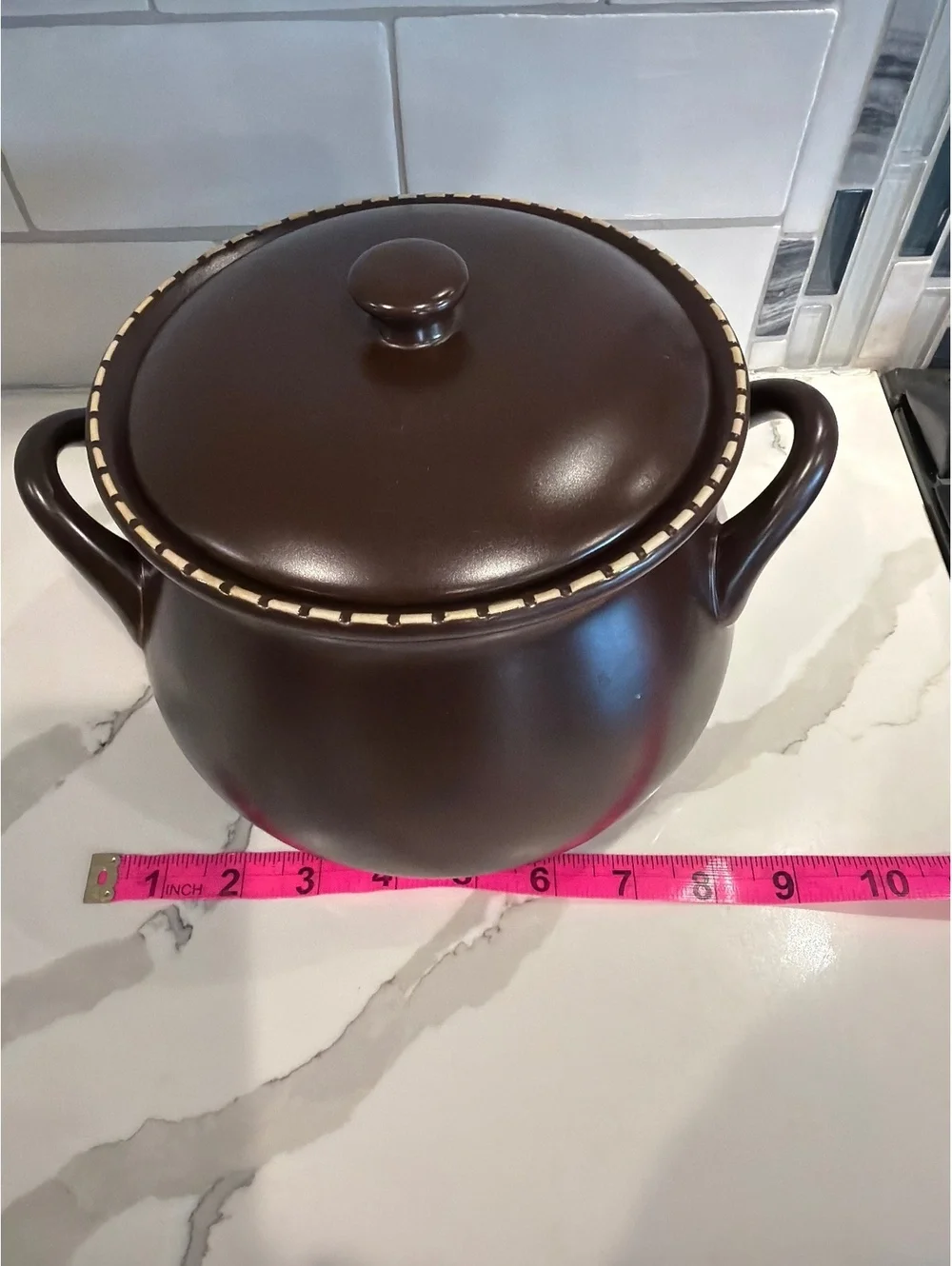 Vintage Brown Ceramic Soup Tureen with Lid